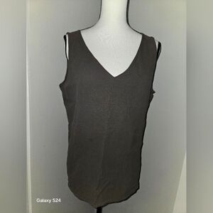 Eileen Fisher Charcoal V-Neck Tank Top